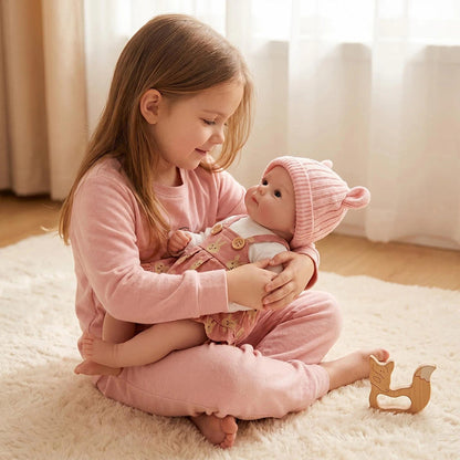 Bambola reborn Bettie in silicone da 30 cm con vestito rosa