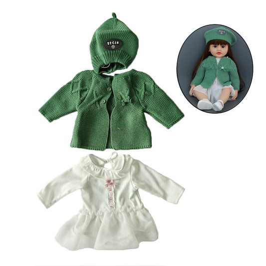 Set di 3 pezzi composto da cappello giacca e vestito lavorati a maglia per bambole reborn da 55 cm (22 pollici)