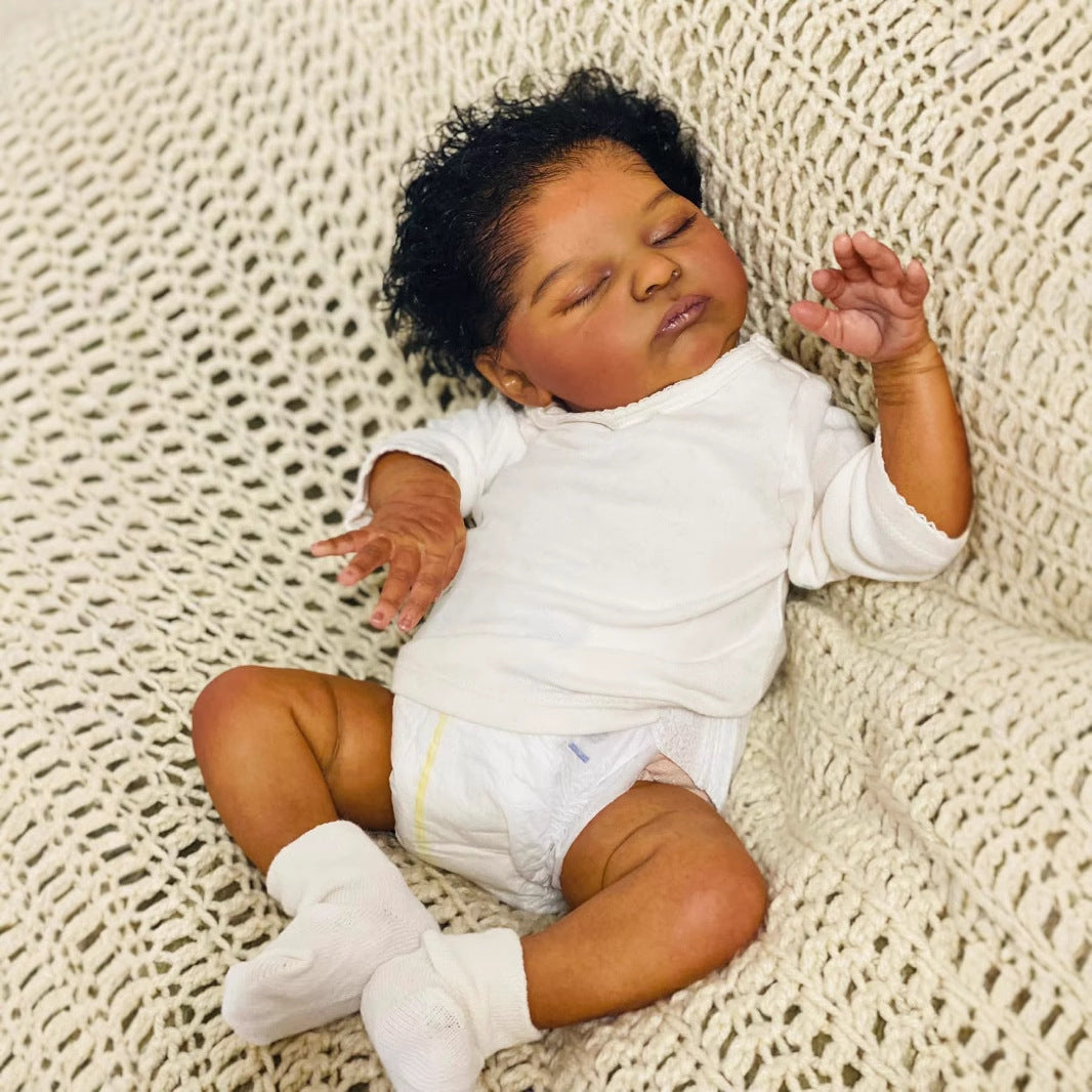 Elsie 19 Inches Lifelike Closed Eyes Dark Skin Reborn Doll-Laura