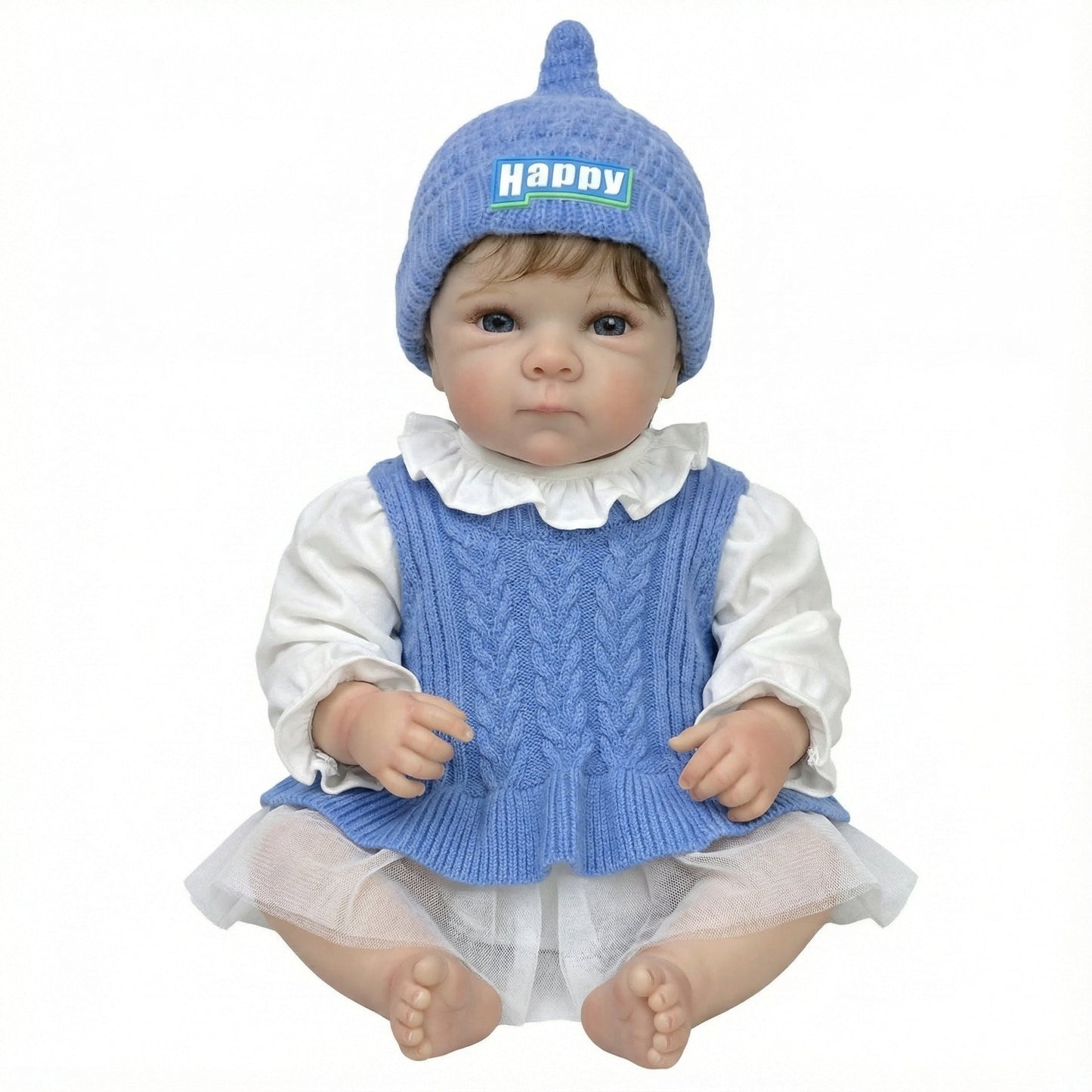 18 Inches Lifelike Blue Eyes Bettie Reborn Baby Girl in Bue Sweater