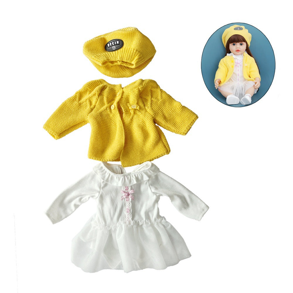 Set di 3 pezzi composto da cappello giacca e vestito lavorati a maglia per bambole reborn da 55 cm (22 pollici)