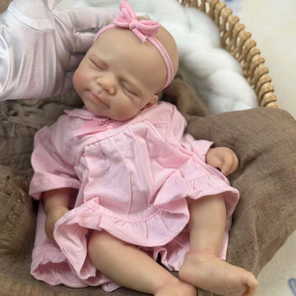 30cm Full Silicone Openable Mouth Pascale Reborn Doll Girl In Pink Clothes