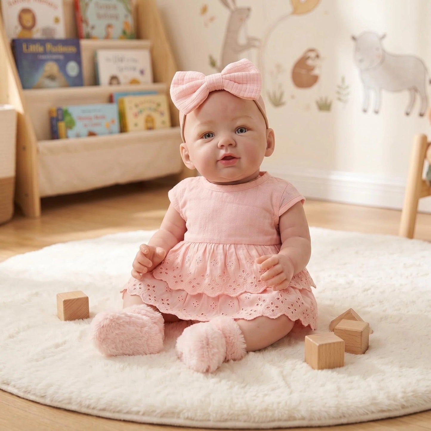 Bambola reborn Abigail da 19 pollici con vestito rosa