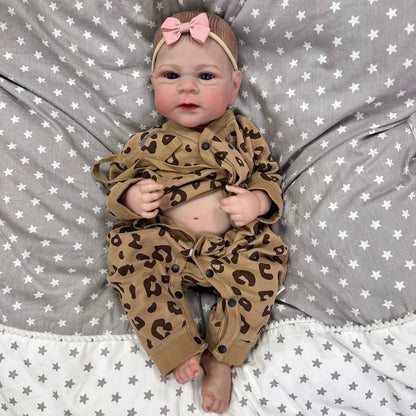 50cm Open Eyes Reborn Baby Girl In Leopard Clothes-Elijah