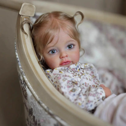 60cm Blue Eyes Blonde Hair Suesue Reborn Doll In Floral Clothes