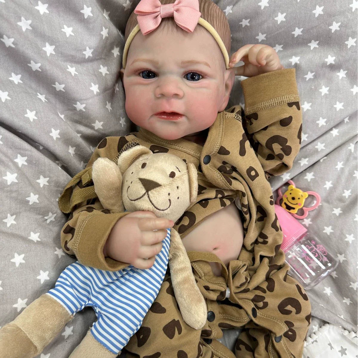 50cm Open Eyes Reborn Baby Girl In Leopard Clothes-Elijah