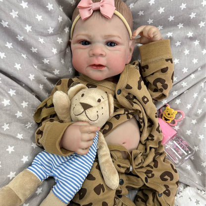 50cm Open Eyes Reborn Baby Girl In Leopard Clothes-Elijah