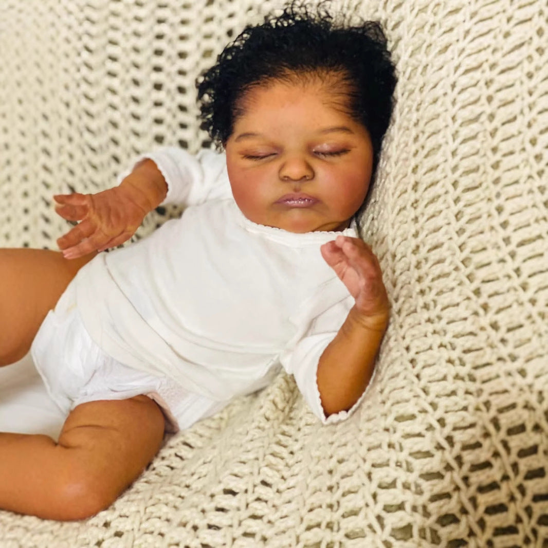 Elsie 19 Inches Lifelike Closed Eyes Dark Skin Reborn Doll-Laura
