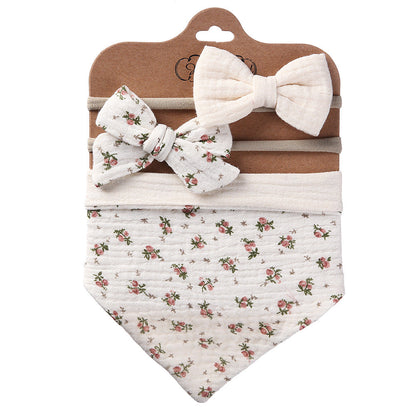 Printed Reversible Bandana Bib & Headband 3-Piece Set