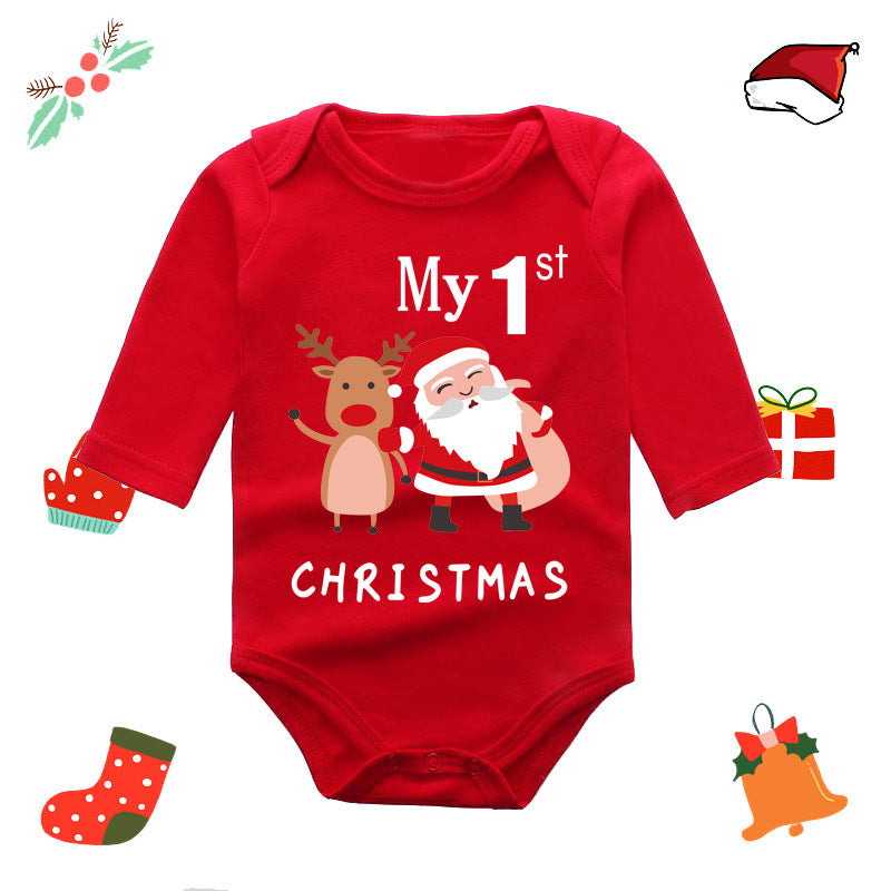 My First Red Long Sleeve Christmas Romper for 20-22 Inch Reborn Doll