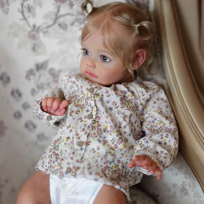 60cm Blue Eyes Blonde Hair Suesue Reborn Doll In Floral Clothes