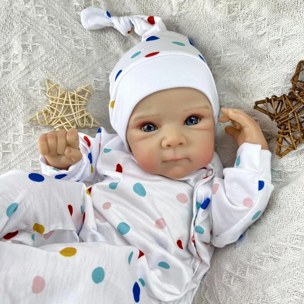18 Inches Cute Open Eyes Bettie Reborn Dolls Girl In Polk Dot Jumpsuit