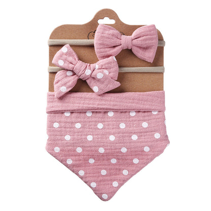 Printed Reversible Bandana Bib & Headband 3-Piece Set