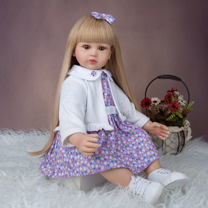 24 inches Open Eyes Long Hair Reborn Twins Baby Girls
