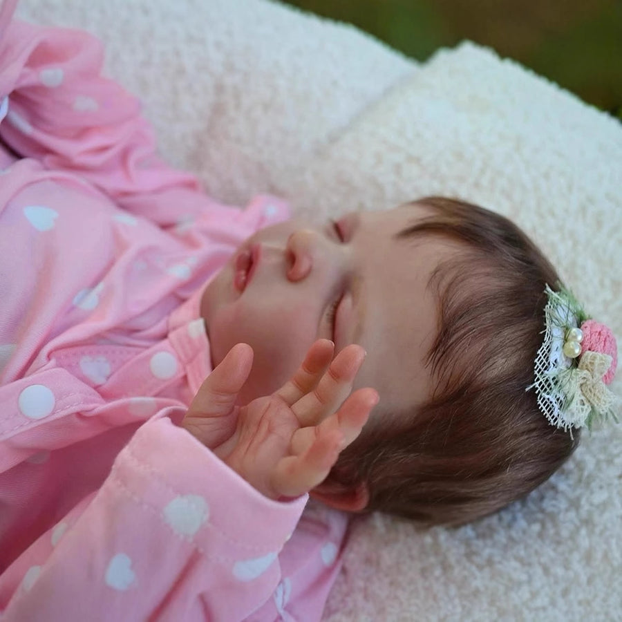 19 Inches Closed Eyes Short Hair Reborn Doll in Pink Clothes-Louisa