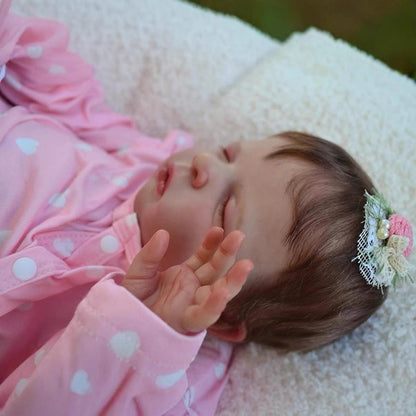19 Inches Closed Eyes Short Hair Reborn Doll in Pink Clothes-Louisa