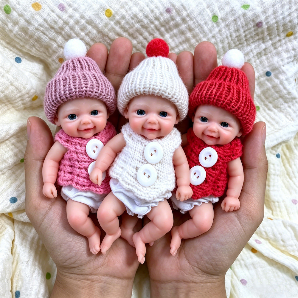 Mini bambole Reborn Vivienne (gemelle in tre esemplari) da 6 pollici in silicone pieno con occhi aperti