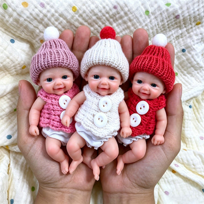 Mini bambole Reborn Vivienne (gemelle in tre esemplari) da 6 pollici in silicone pieno con occhi aperti