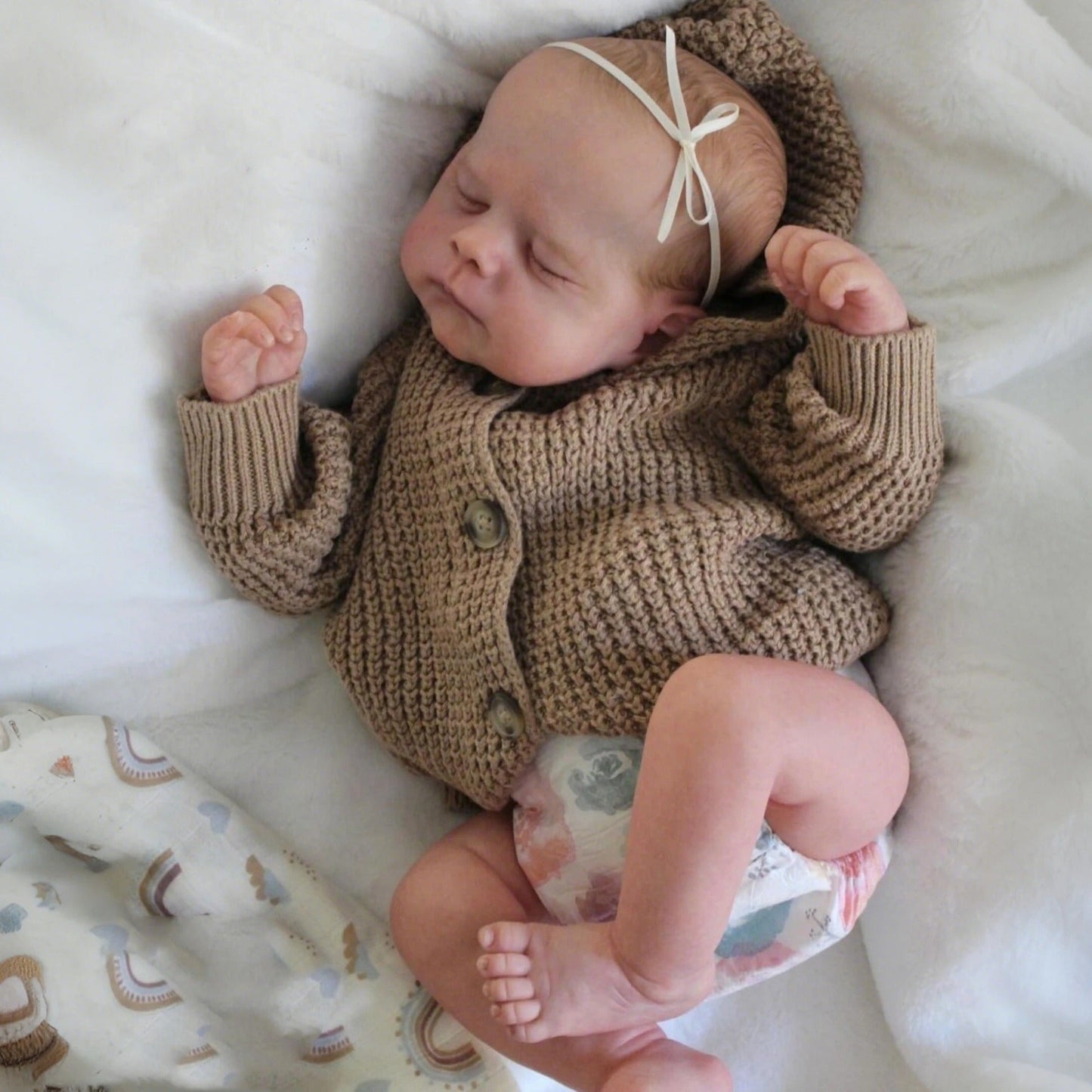 48cm Soft Body Sleeping Reborn Doll Erica In Brown Sweater