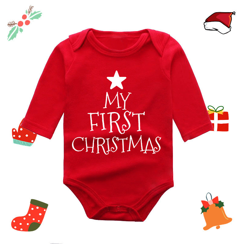 My First Red Long Sleeve Christmas Romper for 20-22 Inch Reborn Doll