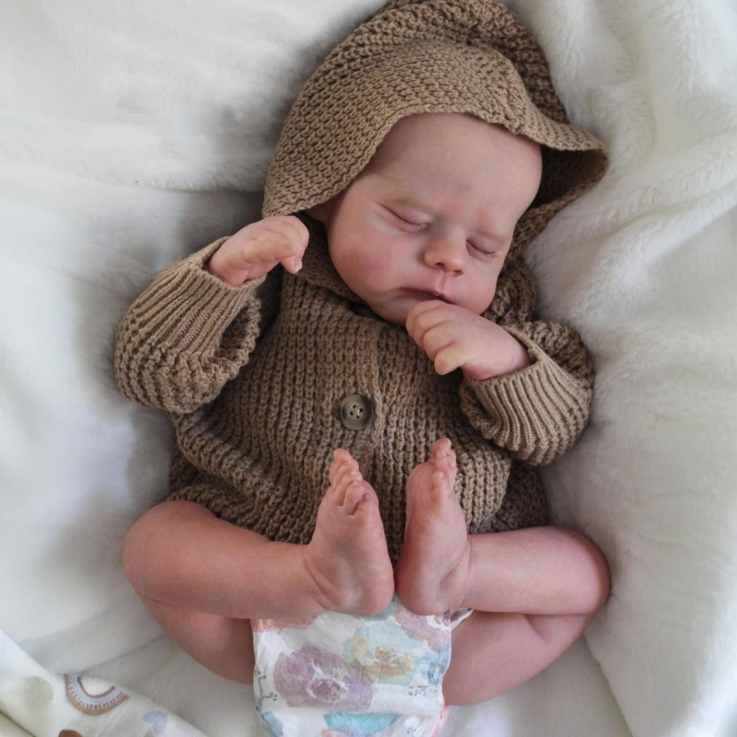 48cm Soft Body Sleeping Reborn Doll Erica In Brown Sweater