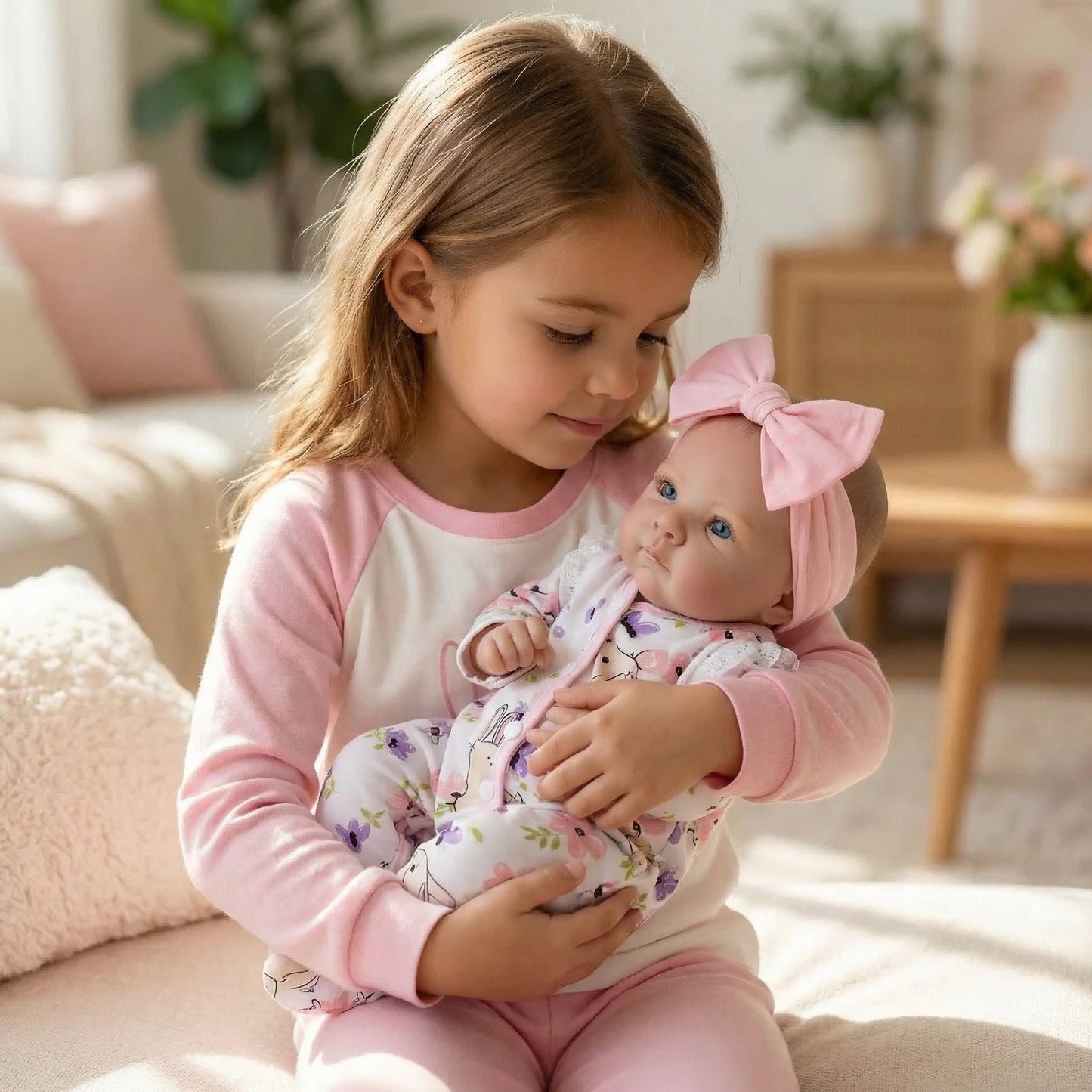 48cm Lifelike Blue Eyes Bettie Reborn Baby Girl In Floral bodysuit
