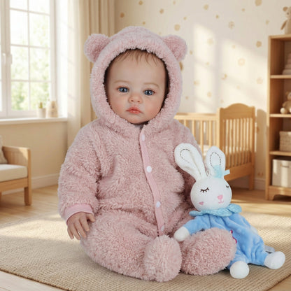 Reborn Baby Meadow da 48 cm con occhi azzurri e vestiti di peluche