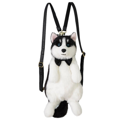Adorabile zaino di peluche realistico fatto a mano a forma di cucciolo di husky