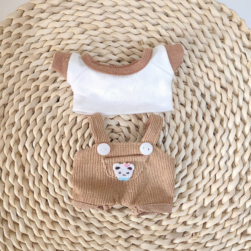 Completo da 2 pezzi composto da salopette e maglietta a maniche corte con orsetto per mini bambole reborn da 15 cm