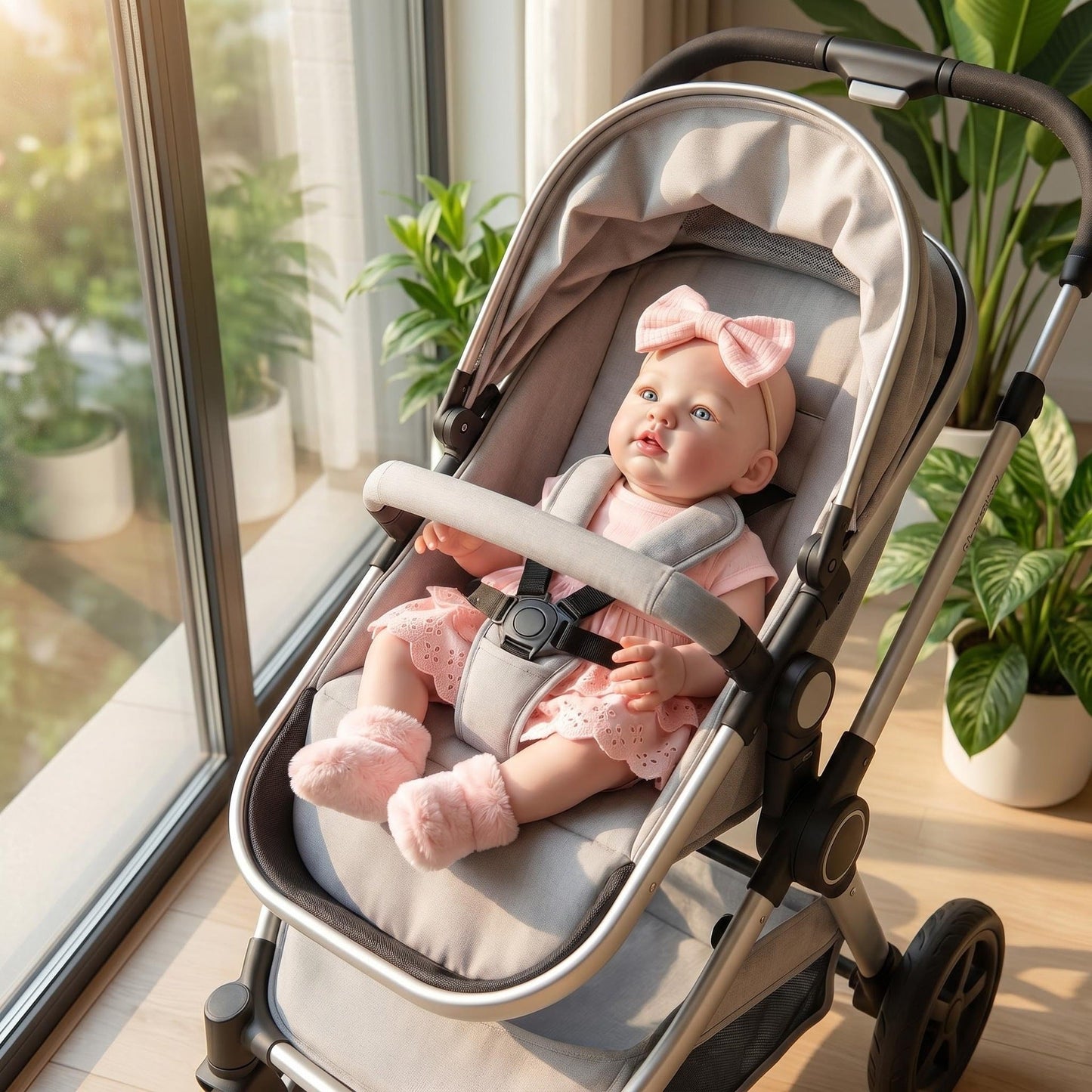 Bambola reborn Abigail da 19 pollici con vestito rosa