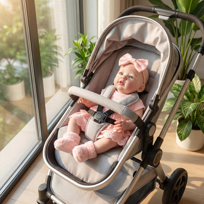 Bambola reborn Abigail da 19 pollici con vestito rosa