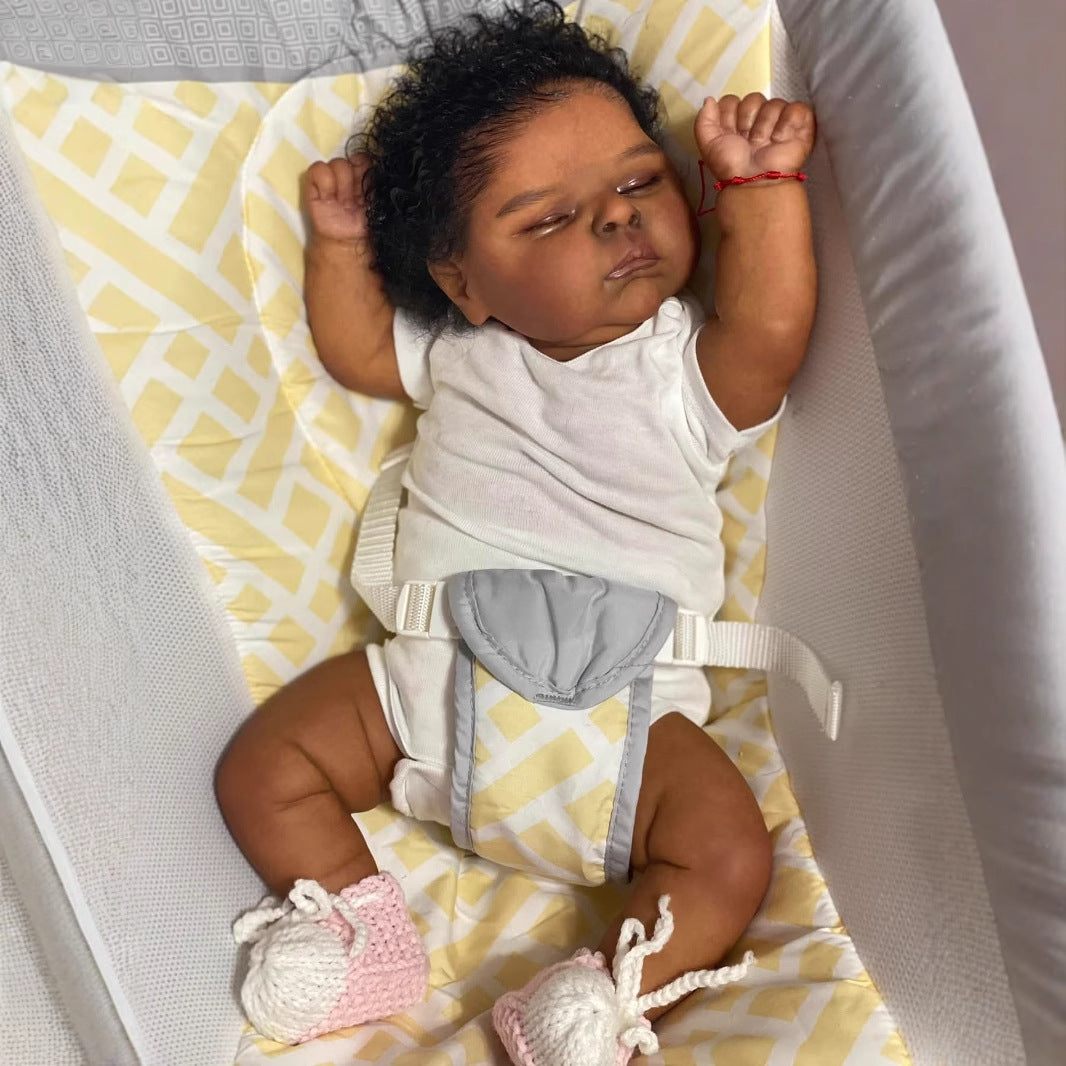 Jane 19 Inches Lifelike Closed Eyes Dark Skin Reborn Doll-Peaches