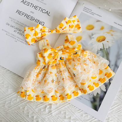 Set da 2 pezzi per bambole da 30 cm: grazioso vestitino in pizzo a fiori e fermaglio per capelli