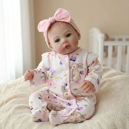 48cm Blue Eyes Reborn Baby Meadow In Floral print romper