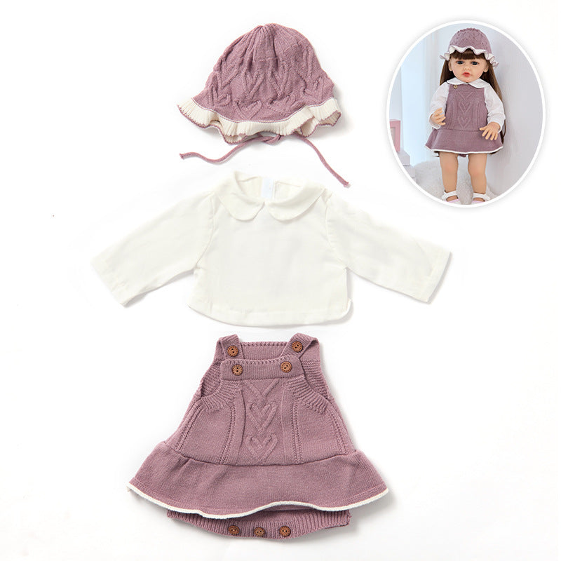 Set da 3 pezzi: vestito top e cappello lavorati a maglia per bambole reborn da 55 cm (22 pollici)