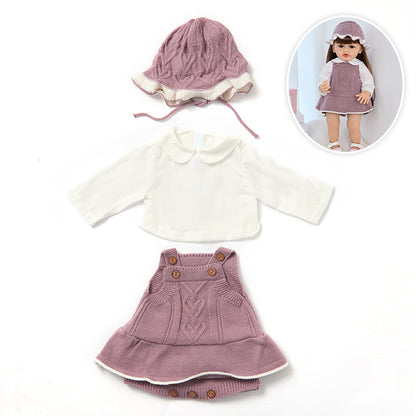 Set da 3 pezzi: vestito top e cappello lavorati a maglia per bambole reborn da 55 cm (22 pollici)