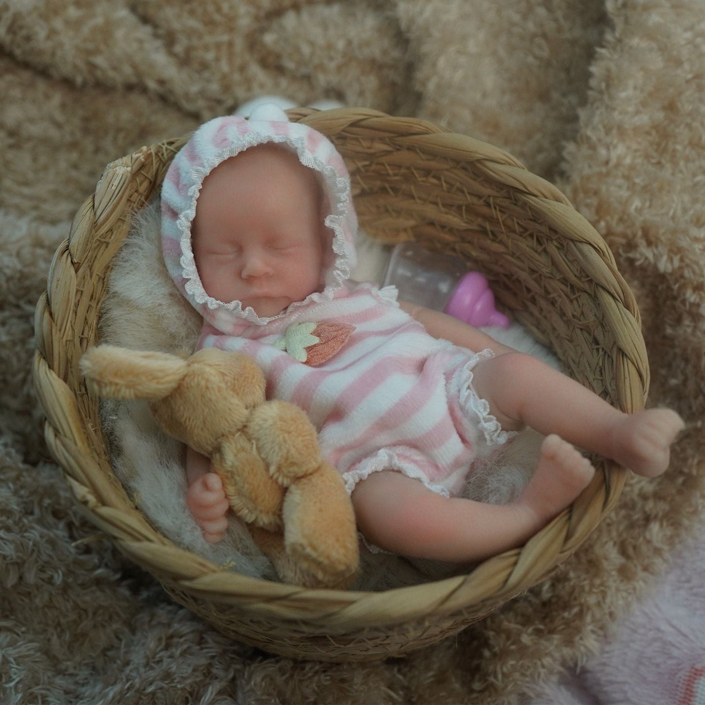6 pollici occhi chiusi Mini Bambola Reborn Ragazzo/Ragazze-levi