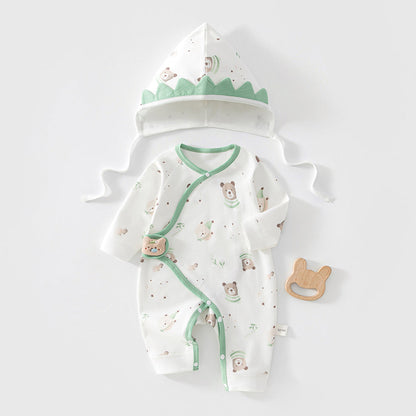 Cute Printed Bodysuit and Hat 2-Piece Set for 18-22 Inches Reborn Dolls