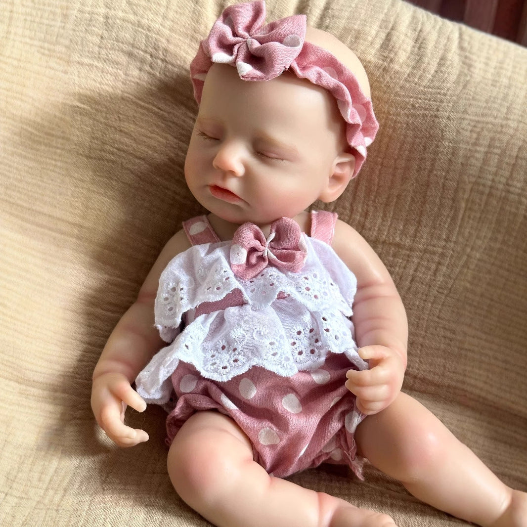 30cm Lifelike Full Silicone Closed Eyes Reborn Doll Girl-Loulou
