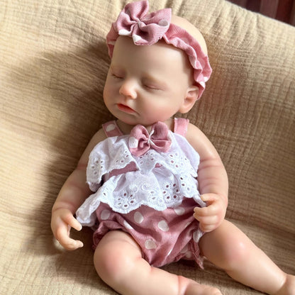 30cm Lifelike Full Silicone Closed Eyes Reborn Doll Girl-Loulou