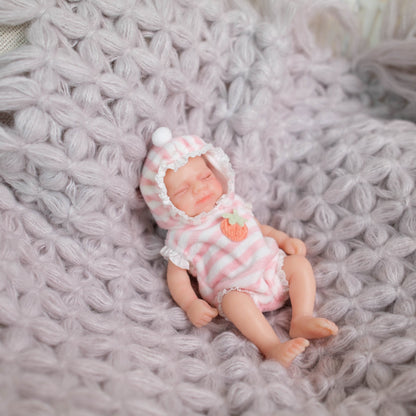 6 Inch Closed Eyes Mini Silicone Reborn Doll Girl-Pascale