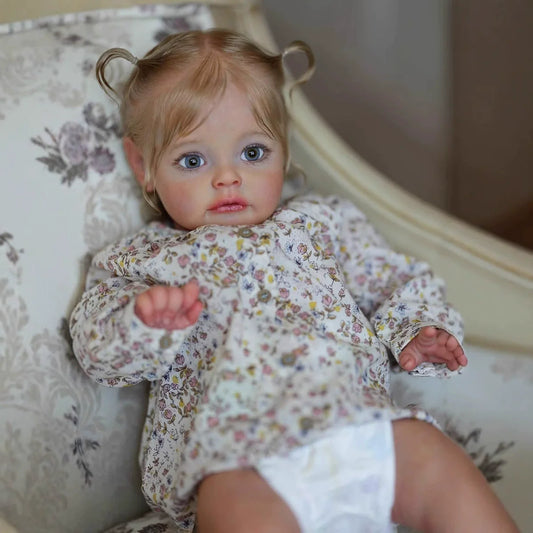 60cm Blue Eyes Blonde Hair Suesue Reborn Doll In Floral Clothes