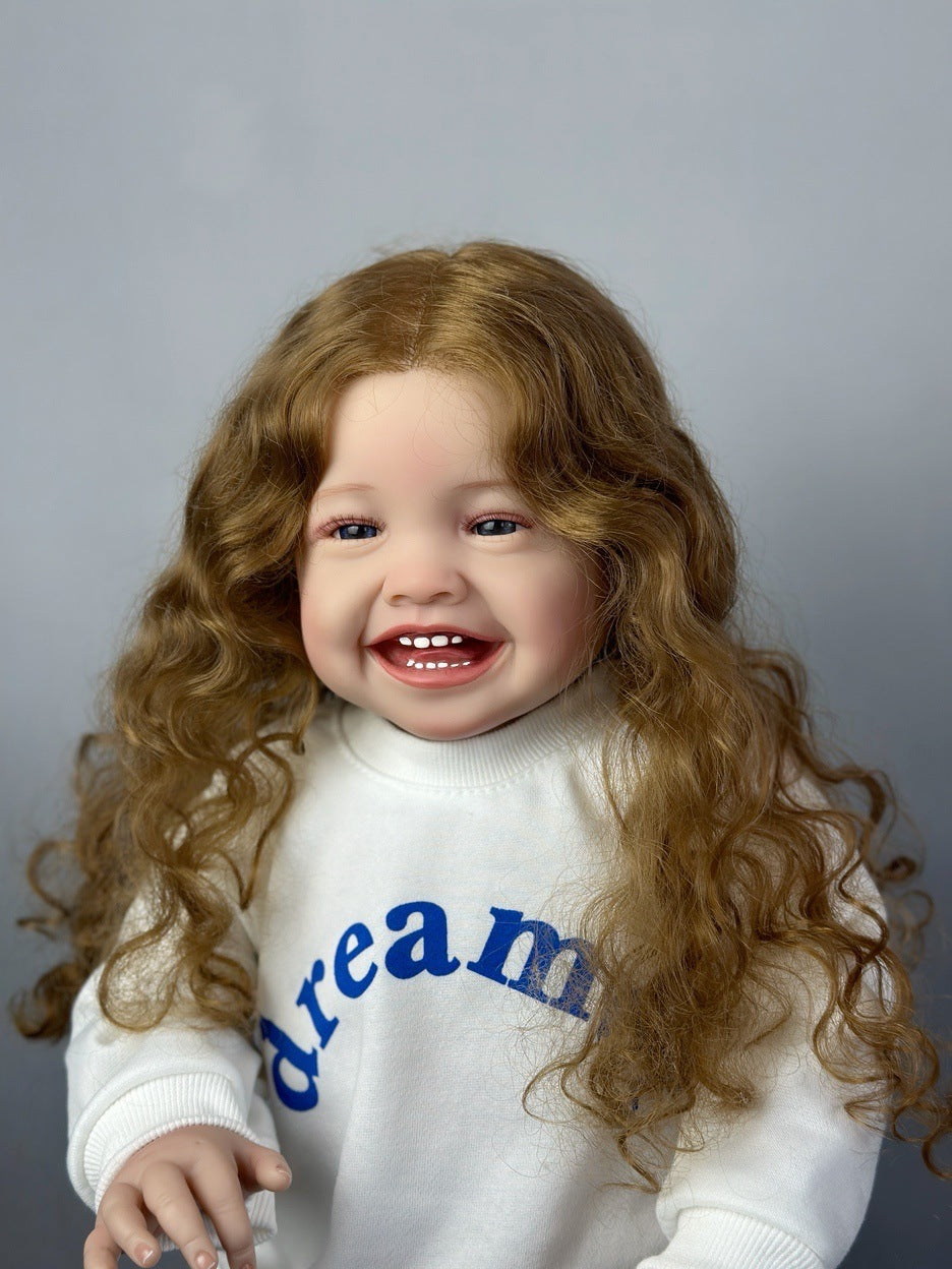 24 pollici occhi aperti capelli lunghi sorriso bambola reborn ragazze-Mila