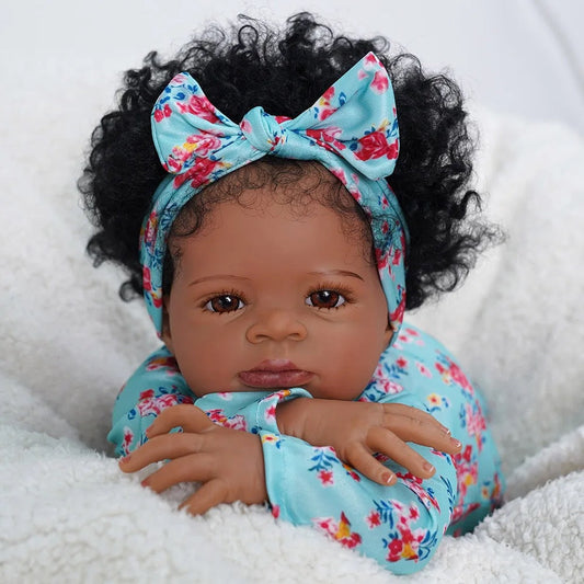 20 Inches Dark Skin Curly Hair Reborn Doll Lanny