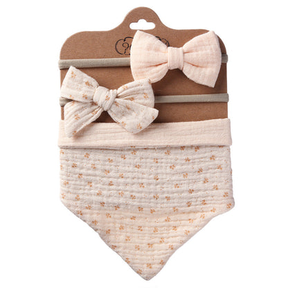 Printed Reversible Bandana Bib & Headband 3-Piece Set