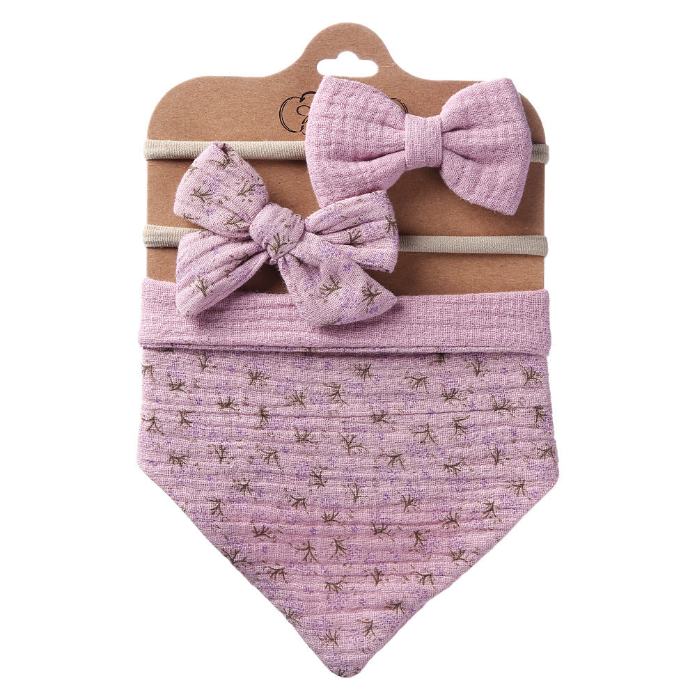 Printed Reversible Bandana Bib & Headband 3-Piece Set