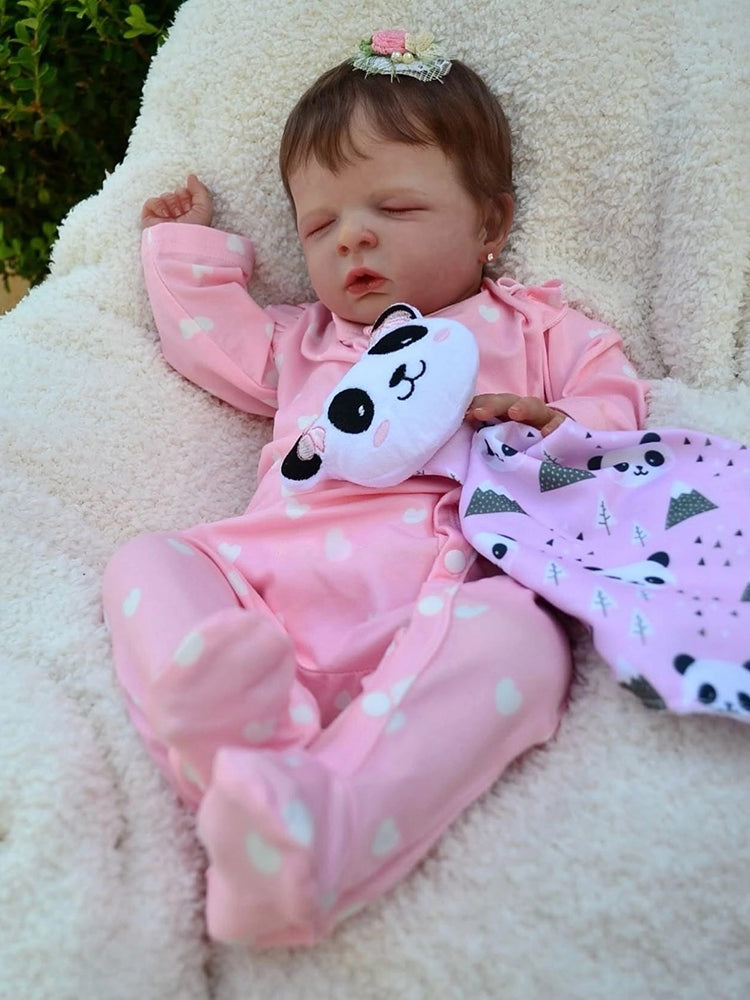 19 Inches Closed Eyes Short Hair Reborn Doll in Pink Clothes-Louisa