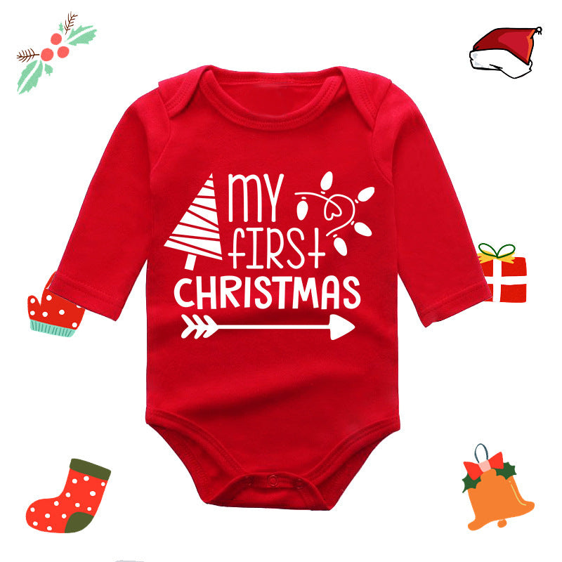 My First Red Long Sleeve Christmas Romper for 20-22 Inch Reborn Doll