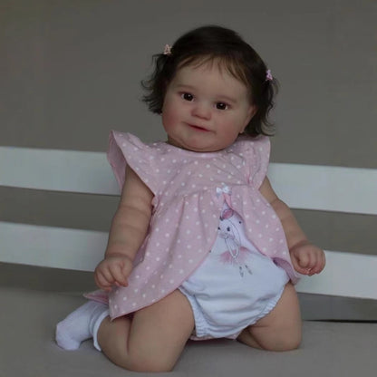 Bambole Reborn Maddie Carol Occhi aperti da 50 cm/60 cm con abito rosa