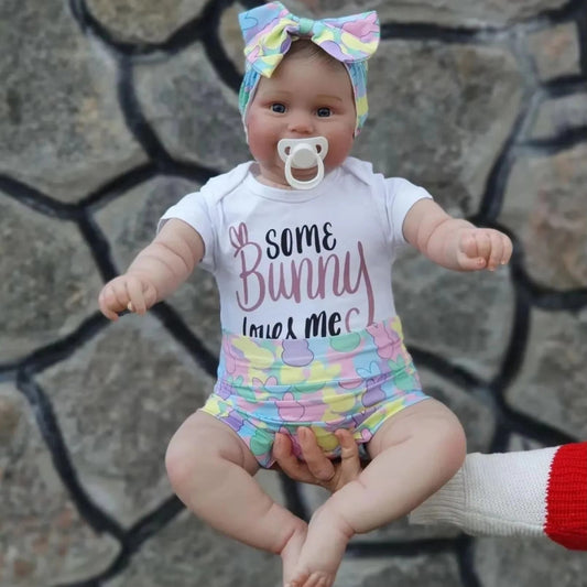 Bambola reborn Bertha Softy Body con occhi aperti da 60 cm-Maddie